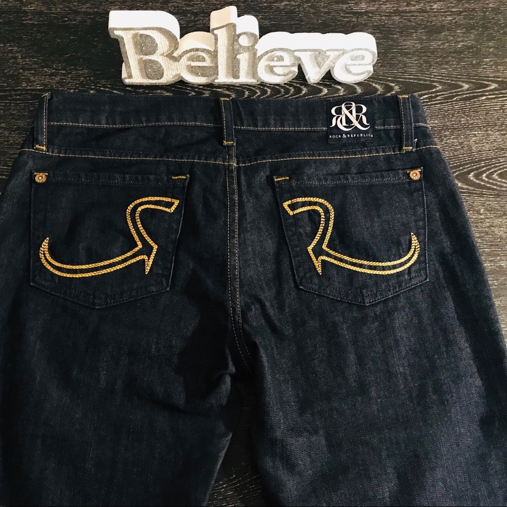Rock and Republic Yellow Logo Pocket Jean